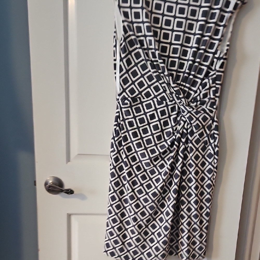 Ralph Lauren Grey and White Midi Dress